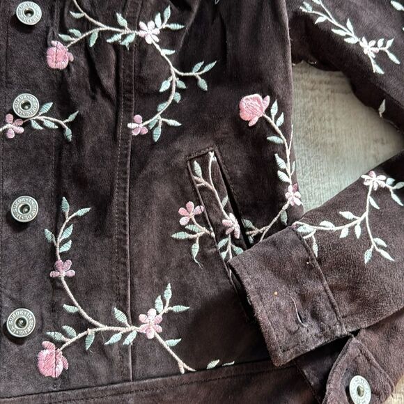 IN SUEDE Leather/Embroidery Jacket- size Small‎ - Picture 2 of 12